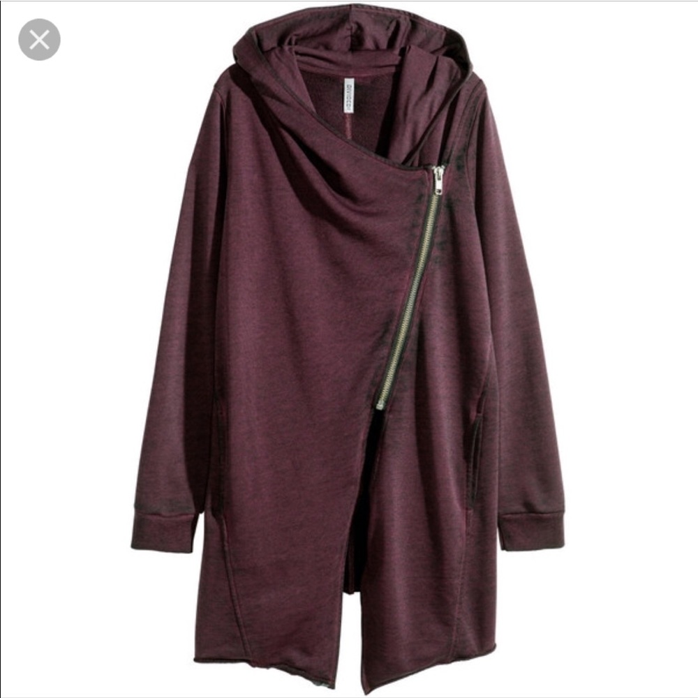 H&M diagonal zip cardigan hoodie